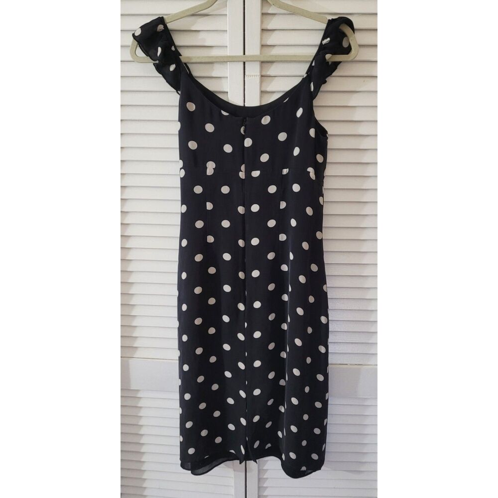 INC Polka Dot Ruffle Strap Dress Size 8 Black White